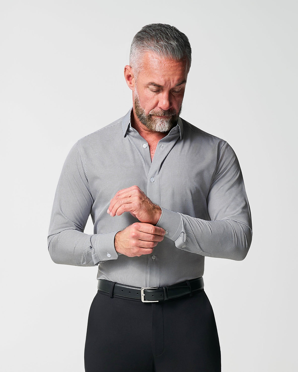 "The Harris" Grey Roped Windowpane | State & Liberty Dress Shirts