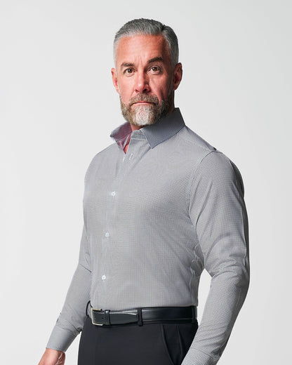 "The Harris" Grey Roped Windowpane | State & Liberty Dress Shirts