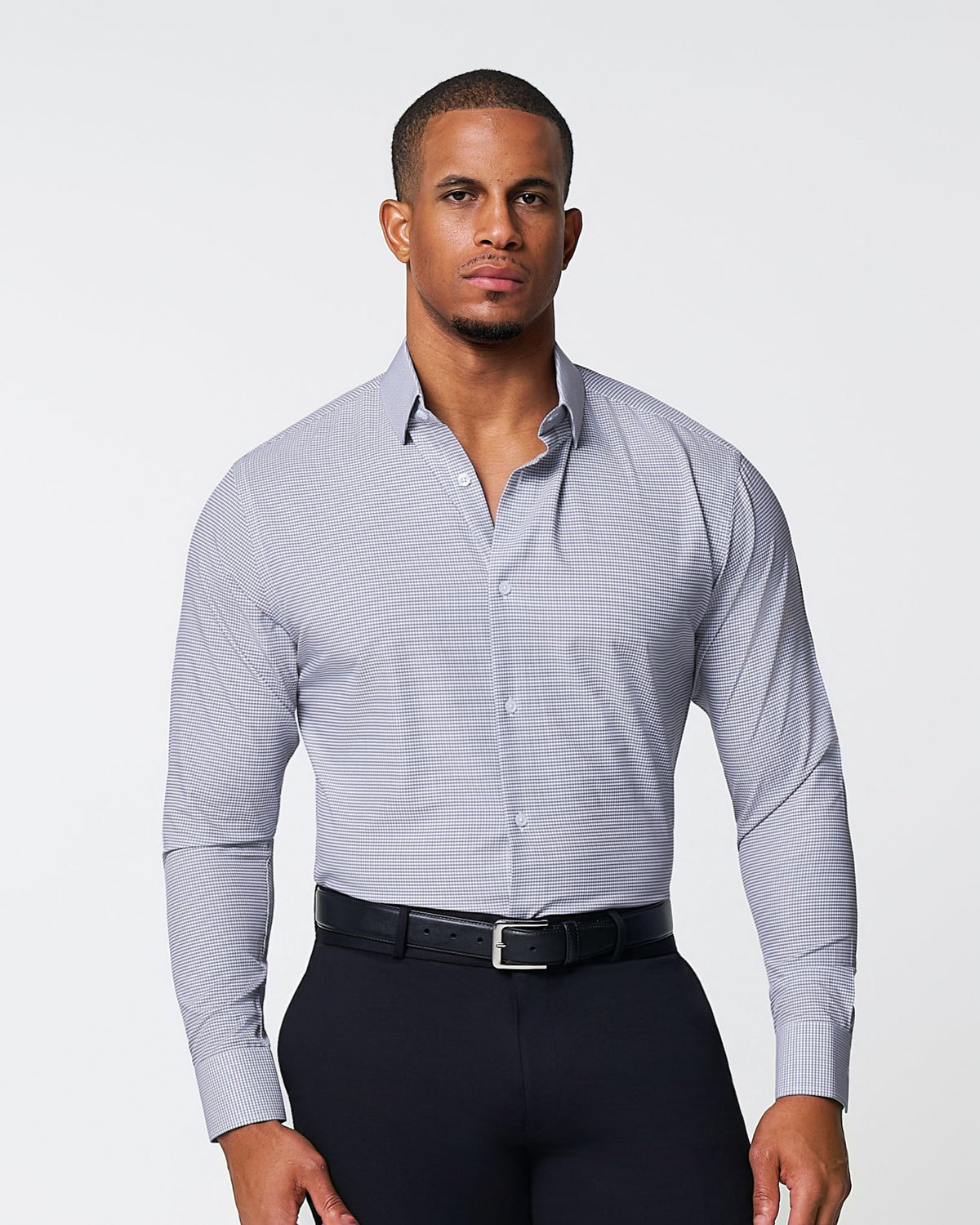 "The Heath" Slate Grey & Purple Mini Gingham | State & Liberty Dress Shirts