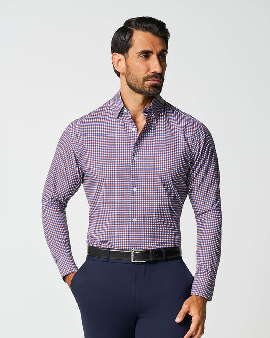 "The Heisman" Red & Navy Mid-Check | State & Liberty Dress Shirts