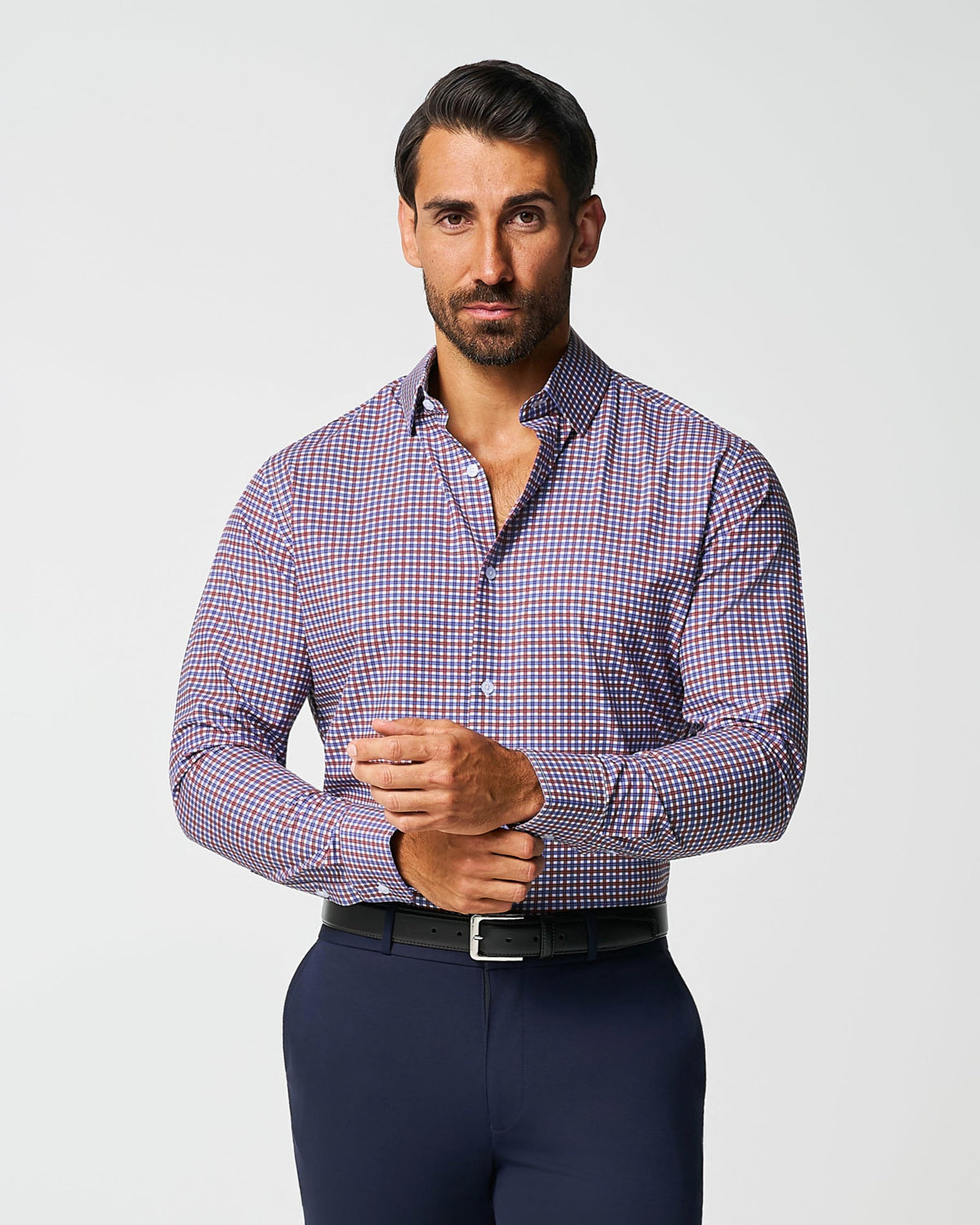 "The Heisman" Red & Navy Mid-Check | State & Liberty Dress Shirts