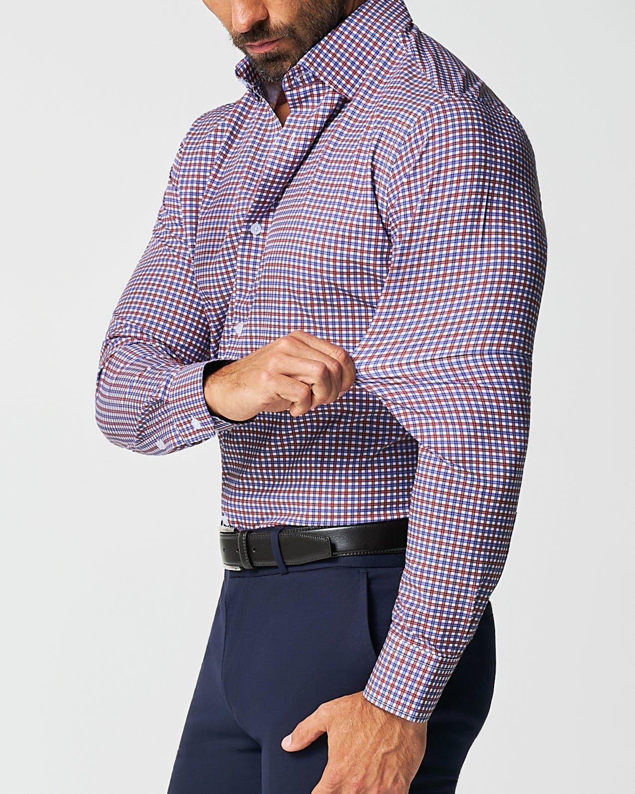 "The Heisman" Red & Navy Mid-Check | State & Liberty Dress Shirts