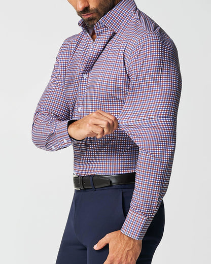 "The Heisman" Red & Navy Mid-Check | State & Liberty Dress Shirts