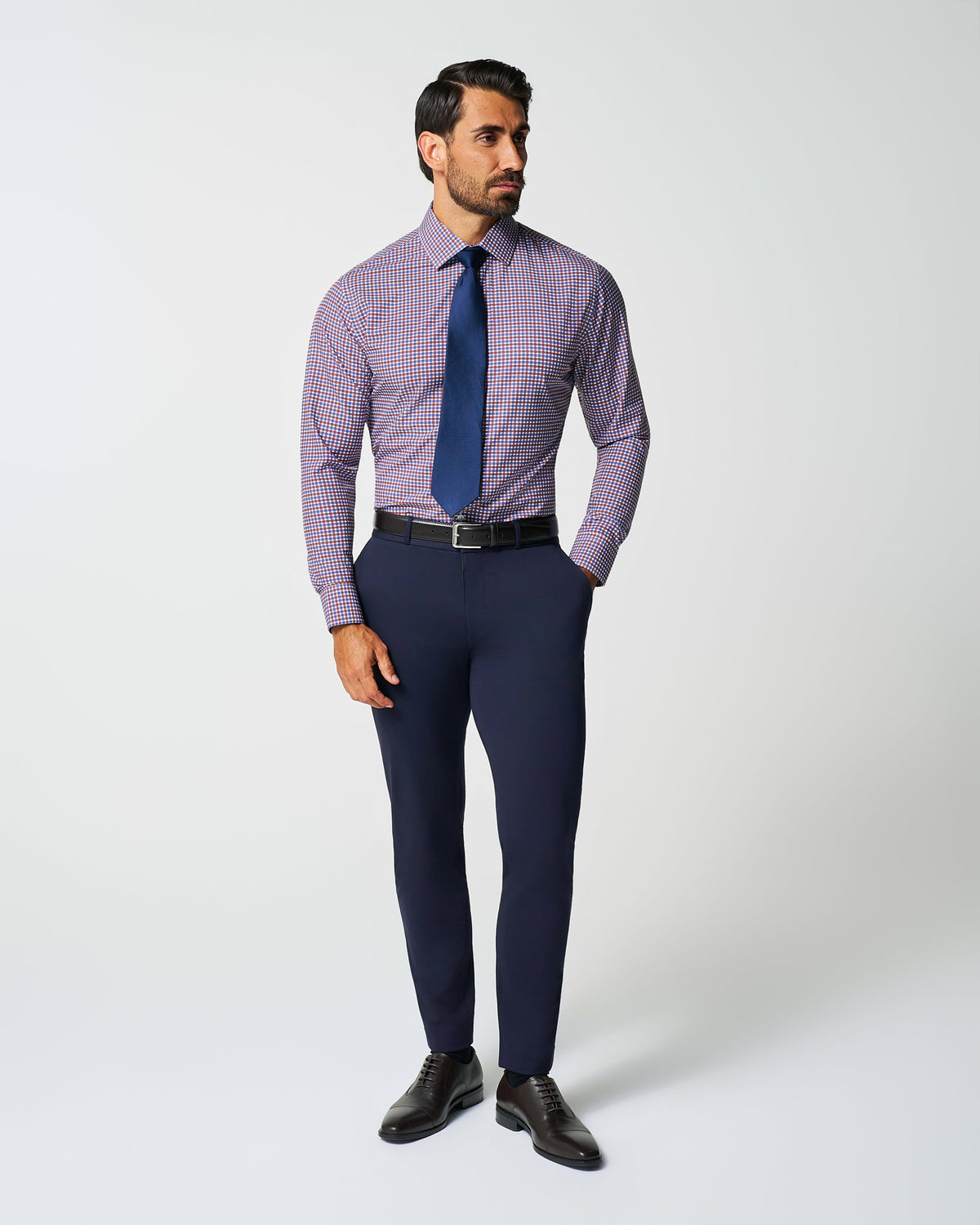 "The Heisman" Red & Navy Mid-Check | State & Liberty Dress Shirts