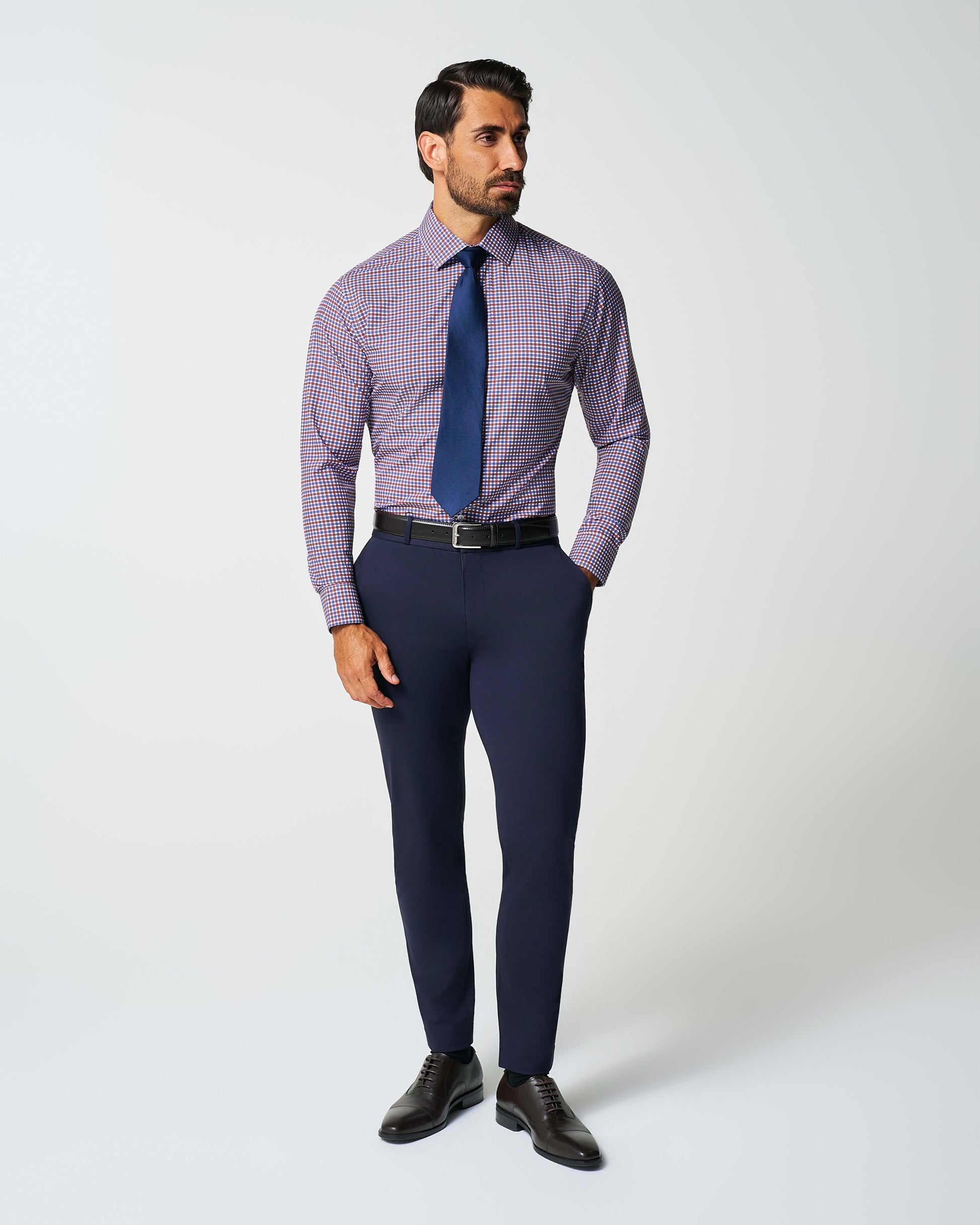 "The Heisman" Red & Navy Mid-Check | State & Liberty Dress Shirts