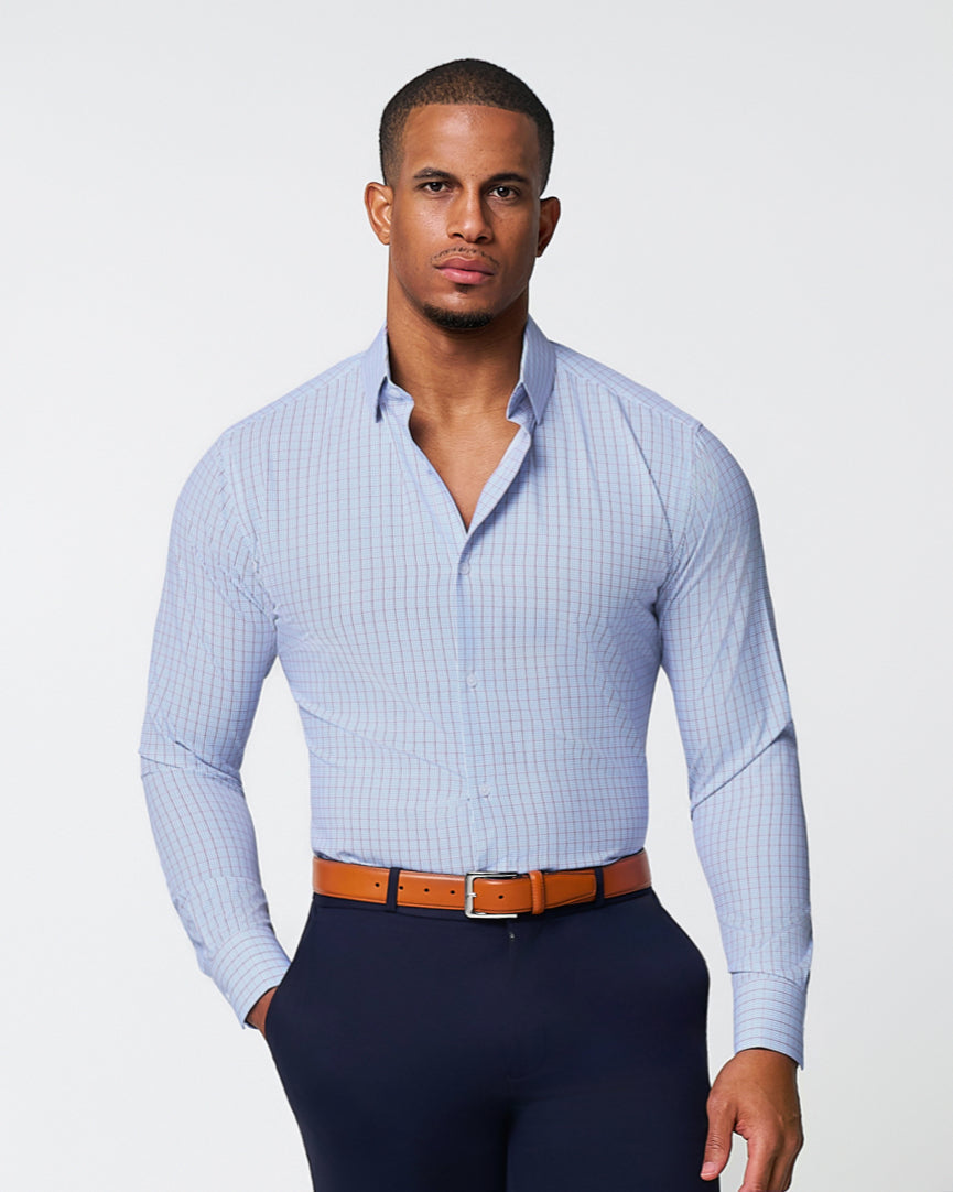 "The Ivaan" Blue & Purple Double Grid | State & Liberty Dress Shirts