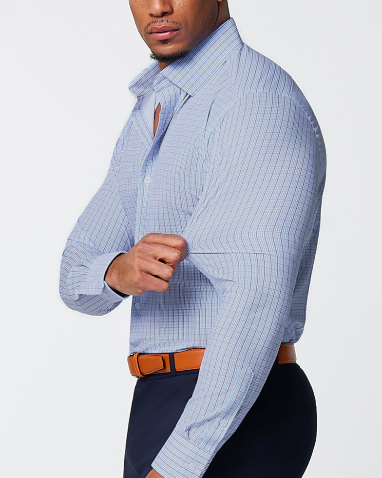 "The Ivaan" Blue & Purple Double Grid | State & Liberty Dress Shirts