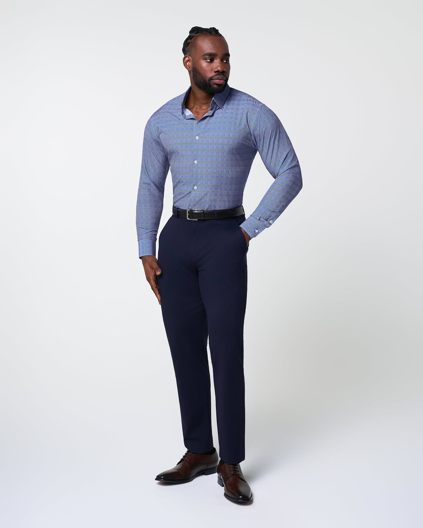 "The Knox" Navy & White Plaid | State & Liberty Dress Shirts