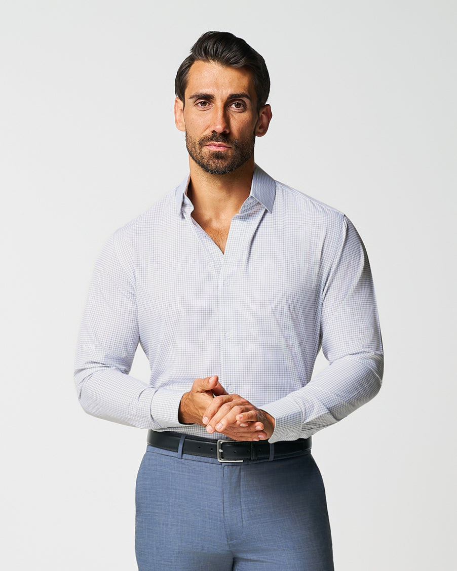 "The Luca" Black Dashed Mini Grid | State & Liberty Dress Shirts
