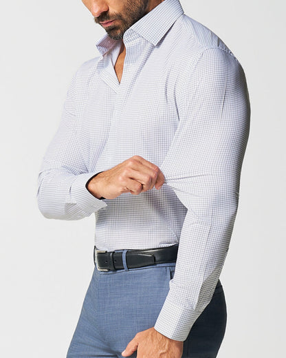 "The Luca" Black Dashed Mini Grid | State & Liberty Dress Shirts