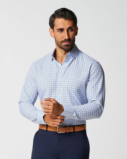 "The Marcus" Brown, White, & Light Blue Windowpane | State & Liberty Dress Shirts