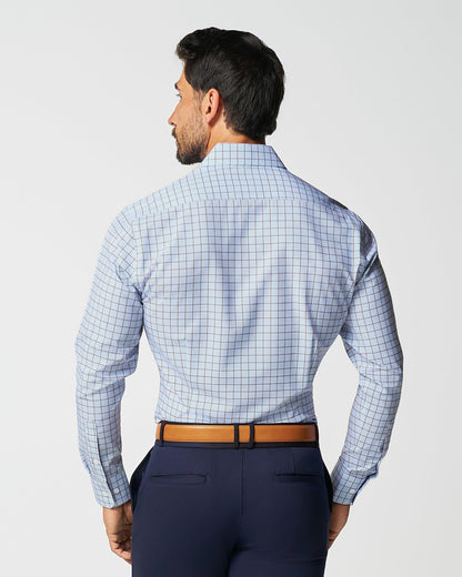 "The Marcus" Brown, White, & Light Blue Windowpane | State & Liberty Dress Shirts