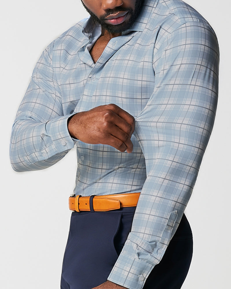 "The Mello" Light Blue & Grey Multi Plaid | State & Liberty Dress Shirts