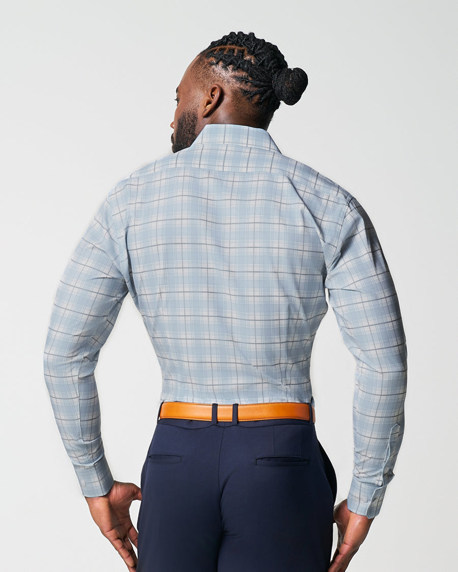 "The Mello" Light Blue & Grey Multi Plaid | State & Liberty Dress Shirts
