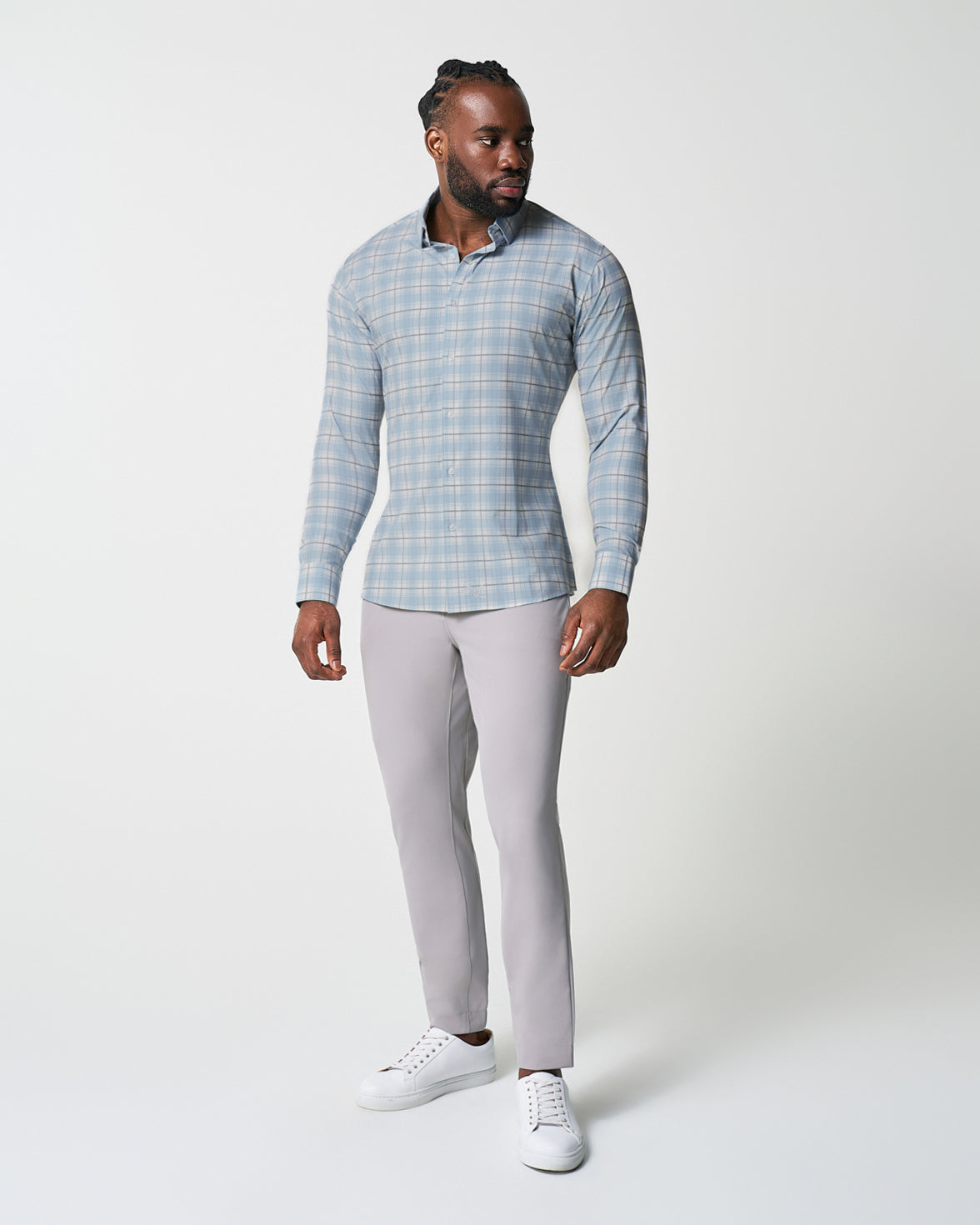 "The Mello" Light Blue & Grey Multi Plaid | State & Liberty Dress Shirts