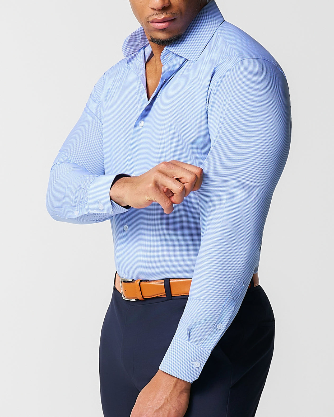 "The Merrill" Blue Micro Check | State & Liberty Dress Shirts