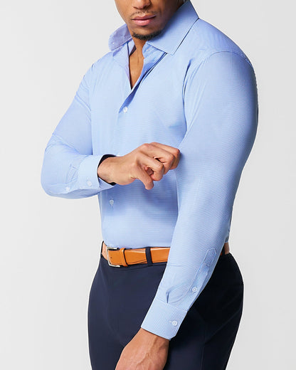 "The Merrill" Blue Micro Check | State & Liberty Dress Shirts
