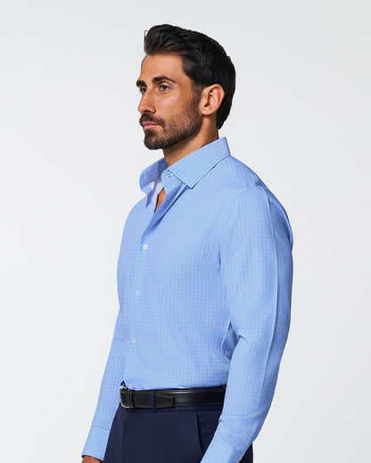 "The Reynolds" Powder Blue and Navy Windowpane | State & Liberty Dress Shirts