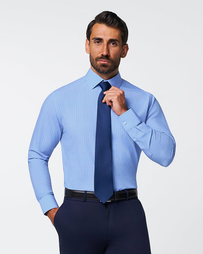 "The Reynolds" Powder Blue and Navy Windowpane | State & Liberty Dress Shirts