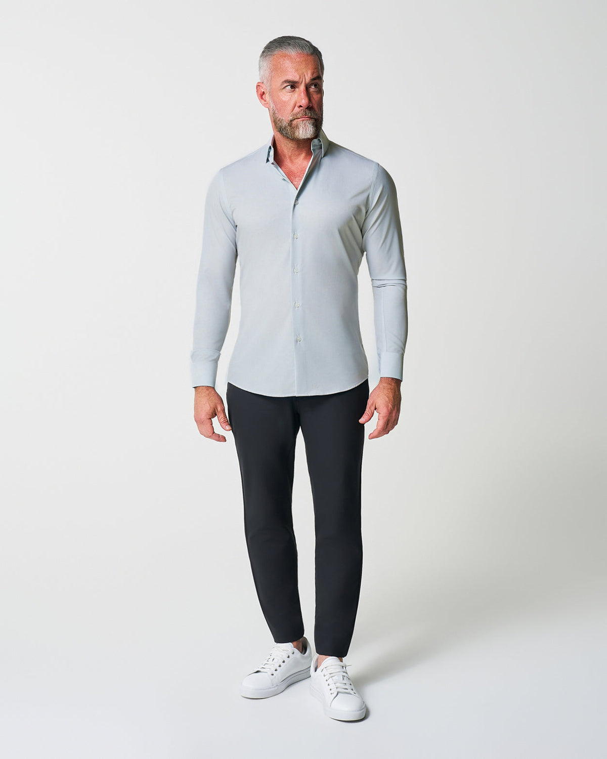 "The Robby" Grey & White Herringbone | State & Liberty Dress Shirts