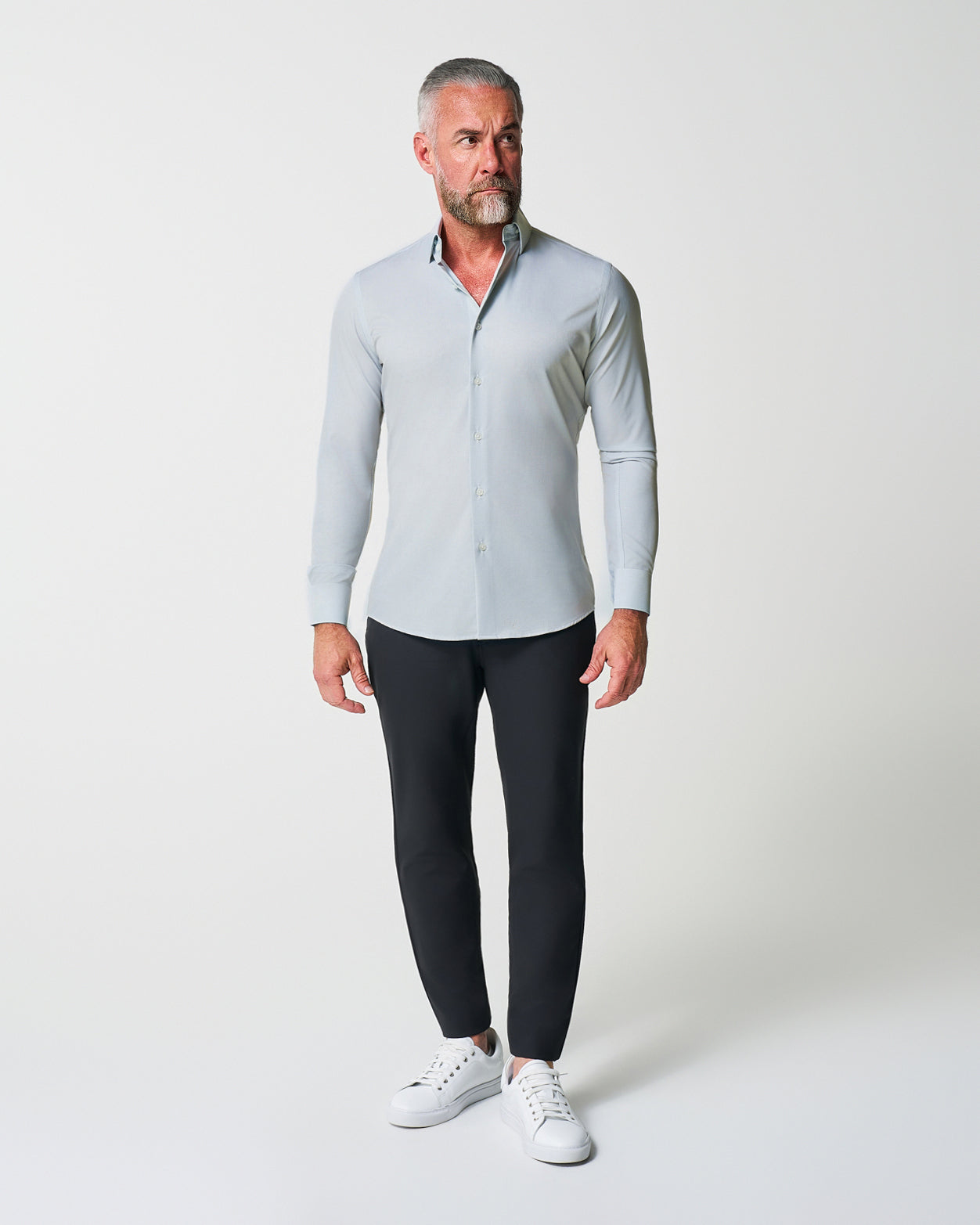 "The Robby" Grey & White Herringbone | State & Liberty Dress Shirts