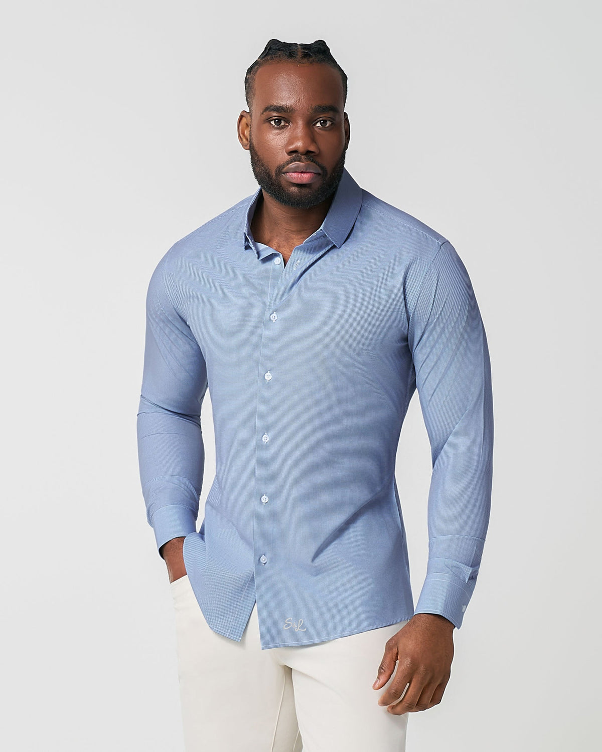 "The Rover" Blue Mini Windowpane | State & Liberty Dress Shirts