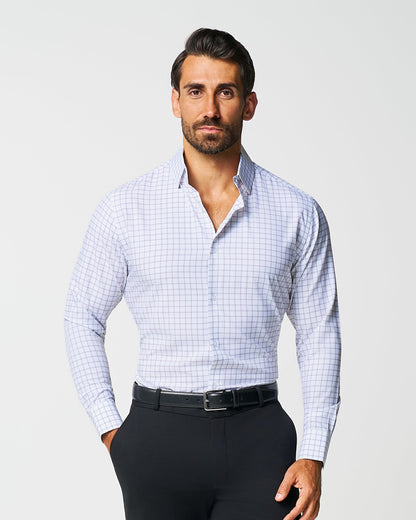 "The Scottie" Grey & White Windowpane | State & Liberty Dress Shirts
