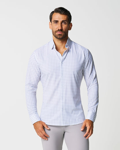 "The Scottie" Grey & White Windowpane | State & Liberty Dress Shirts