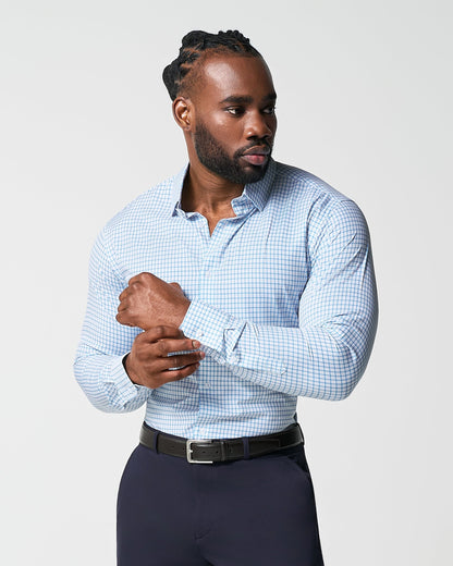 "The Soho" Light Blue Windowpane | State & Liberty Dress Shirts