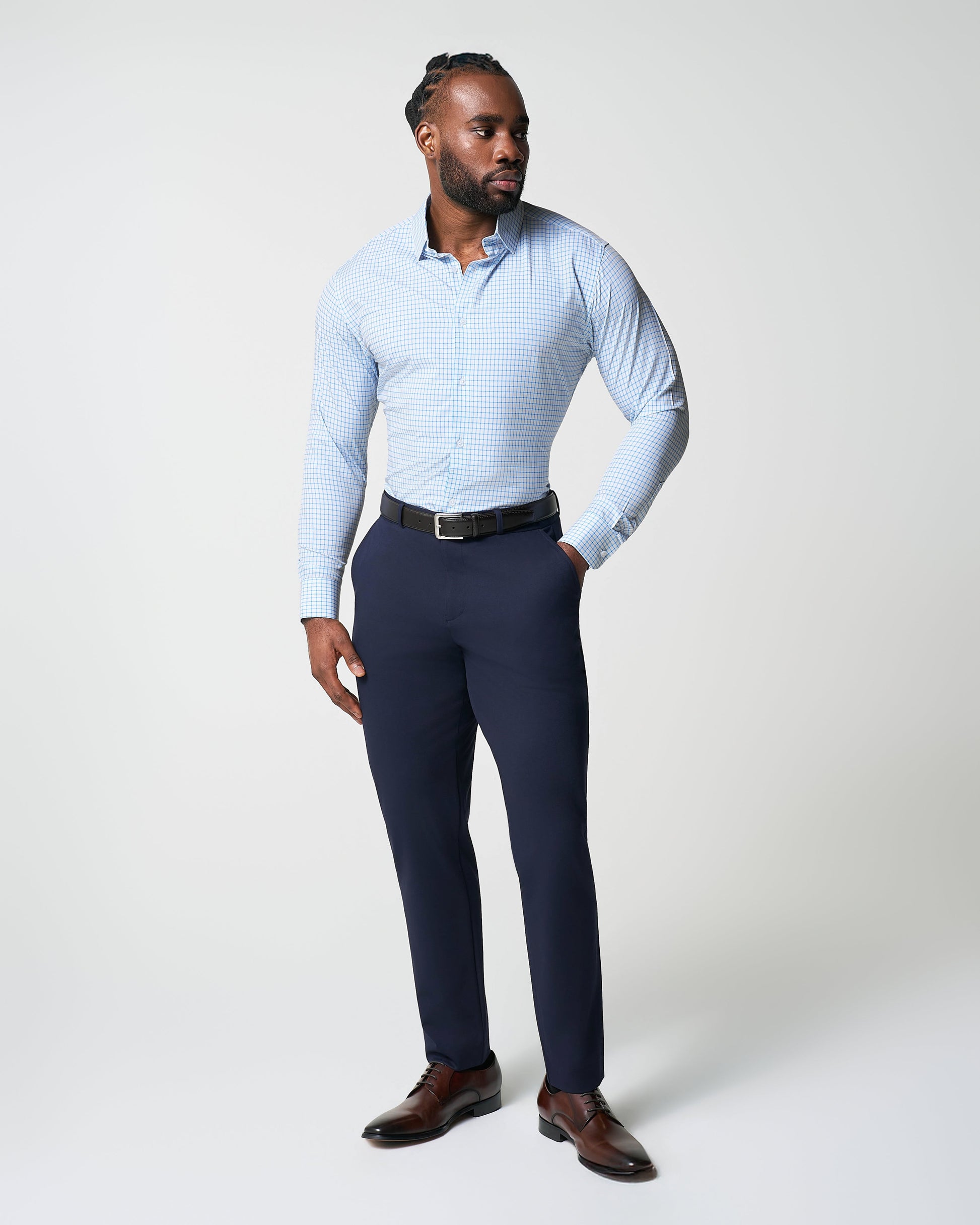 "The Soho" Light Blue Windowpane | State & Liberty Dress Shirts