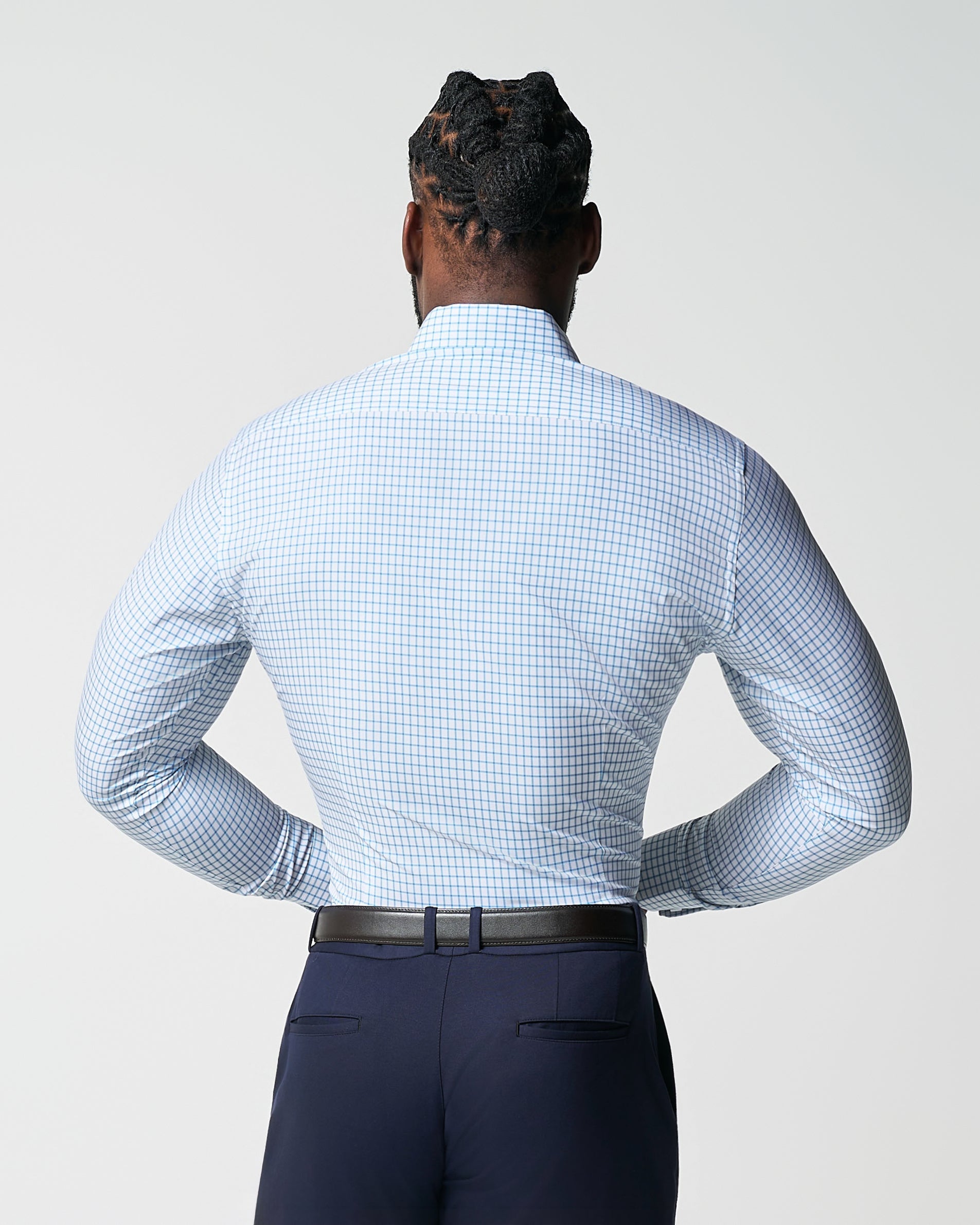"The Soho" Light Blue Windowpane | State & Liberty Dress Shirts
