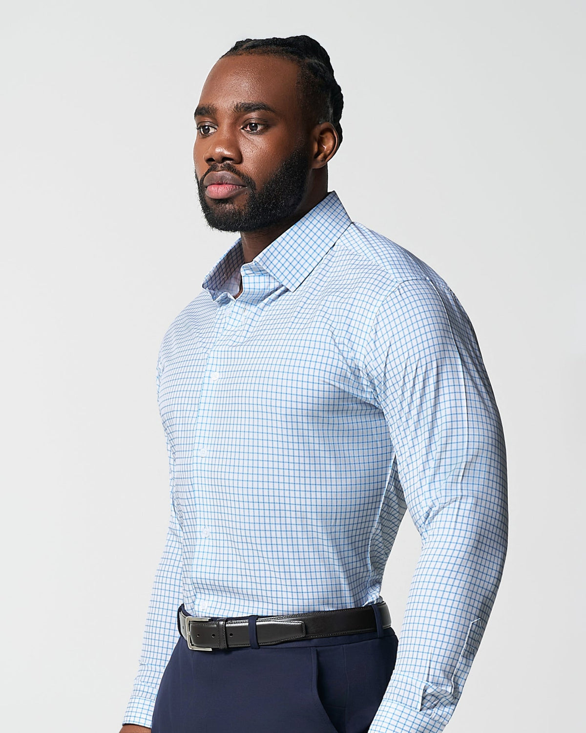 "The Soho" Light Blue Windowpane | State & Liberty Dress Shirts