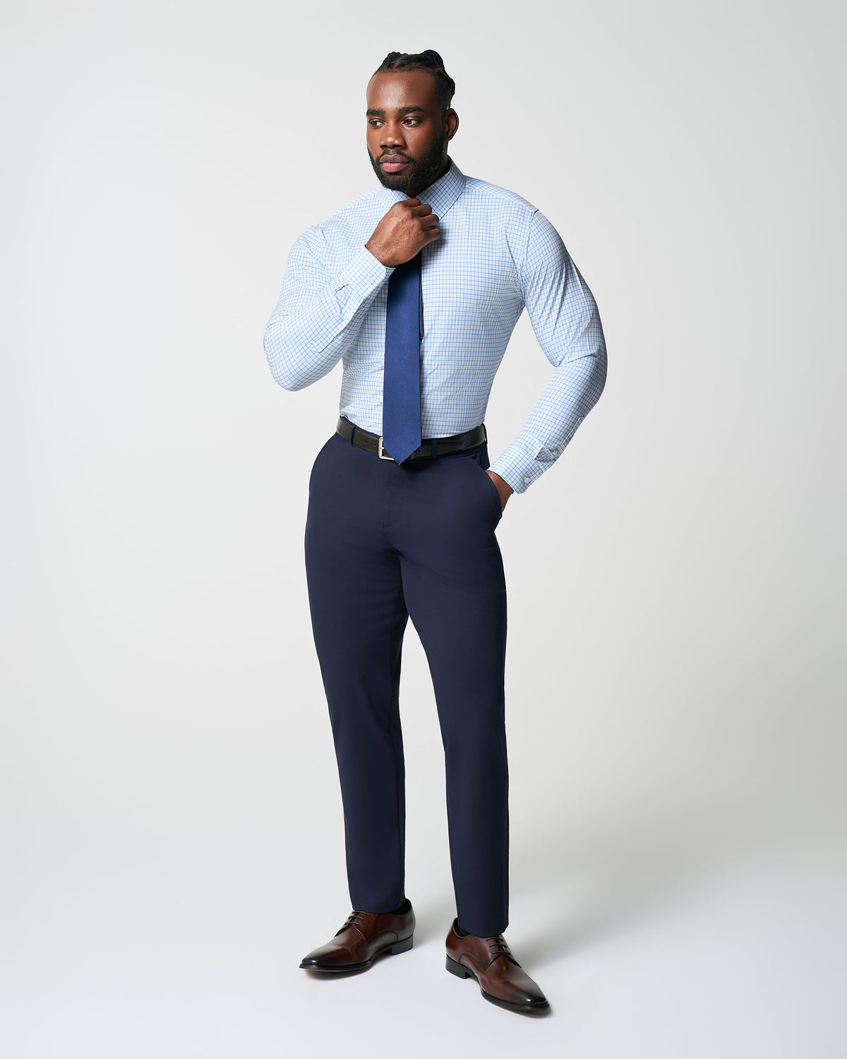"The Soho" Light Blue Windowpane | State & Liberty Dress Shirts