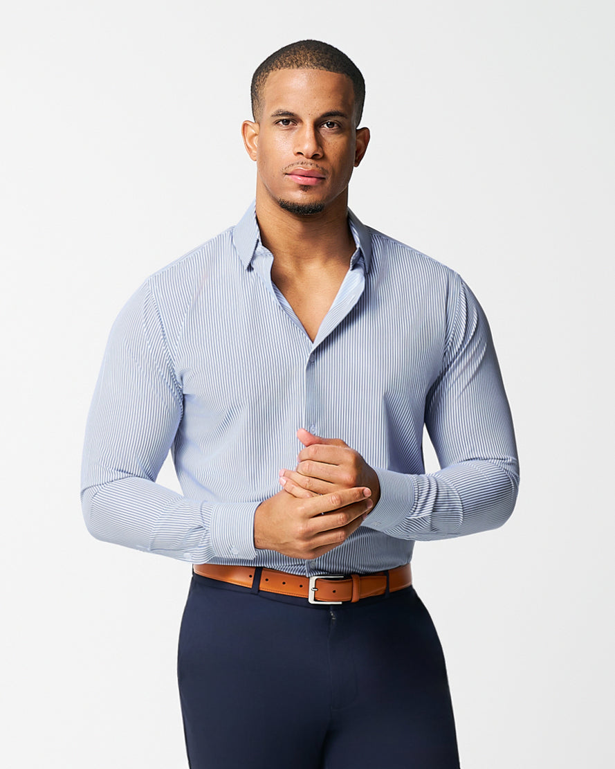 "The Tucker" Mid-Blue Bengal Stripe | State & Liberty Dress Shirts