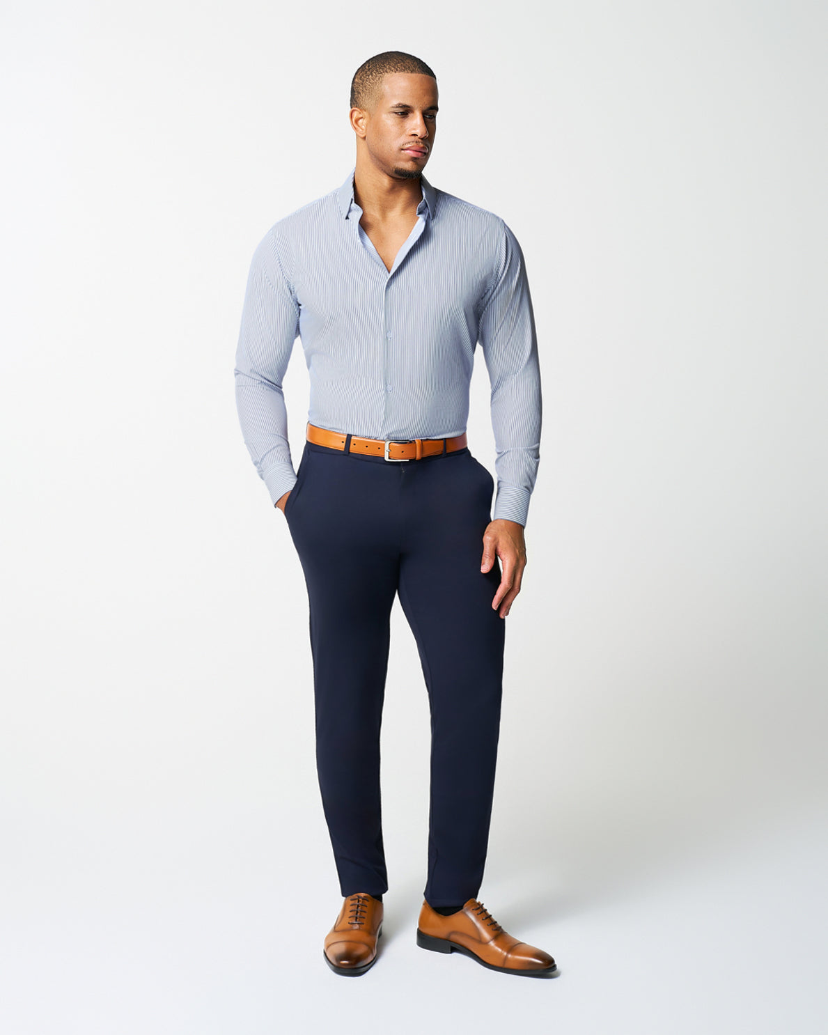 "The Tucker" Mid-Blue Bengal Stripe | State & Liberty Dress Shirts