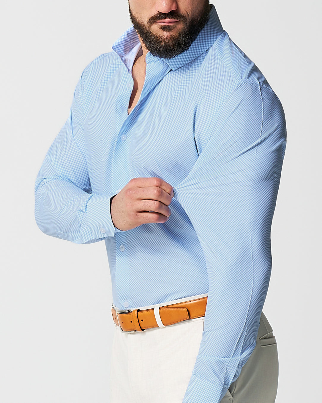 "The Vernor" Light Blue Square Check Print | State & Liberty Dress Shirts