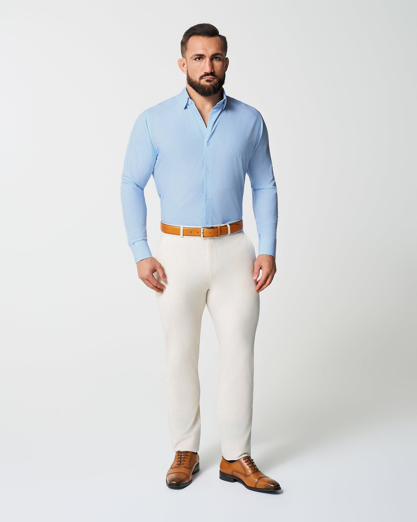 "The Vernor" Light Blue Square Check Print | State & Liberty Dress Shirts