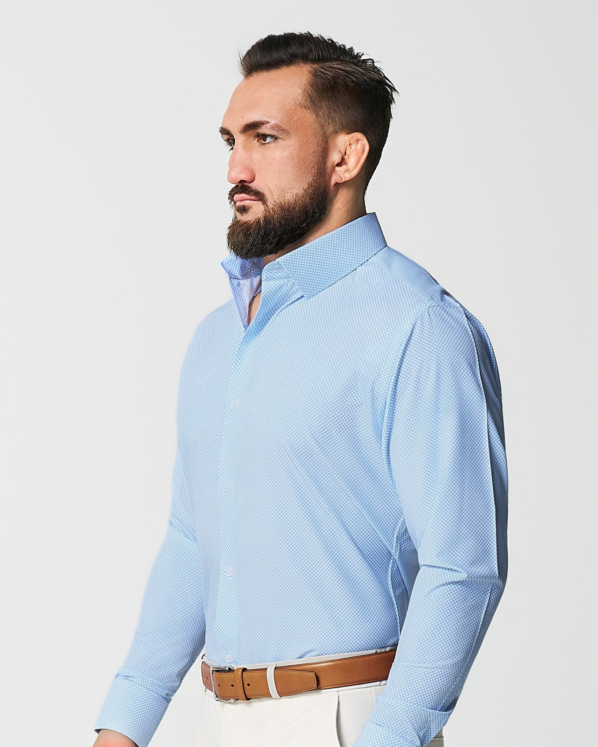 "The Vernor" Light Blue Square Check Print | State & Liberty Dress Shirts