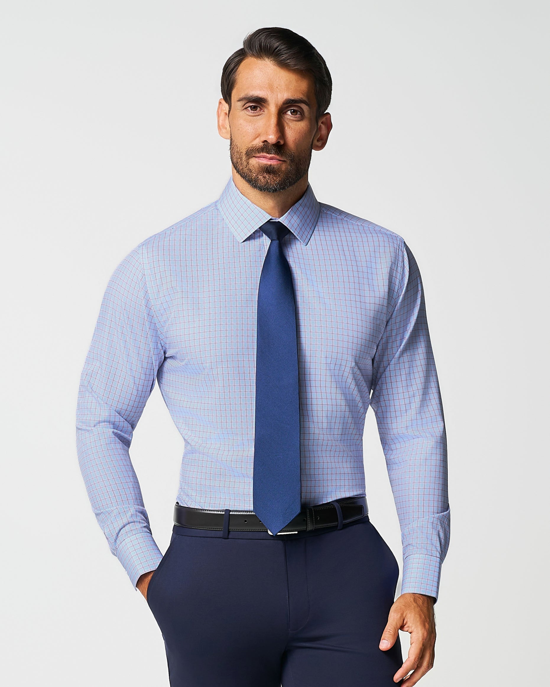 "The Weston" Light Blue, Pink & Black Plaid | State & Liberty Dress Shirts