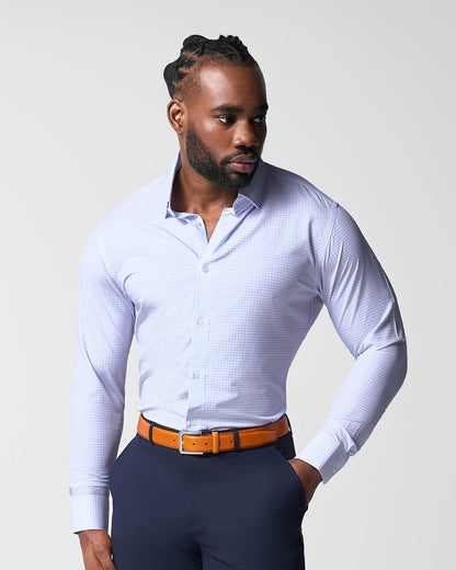 "The Xavier" Lavender with White Windowpane | State & Liberty Dress Shirts