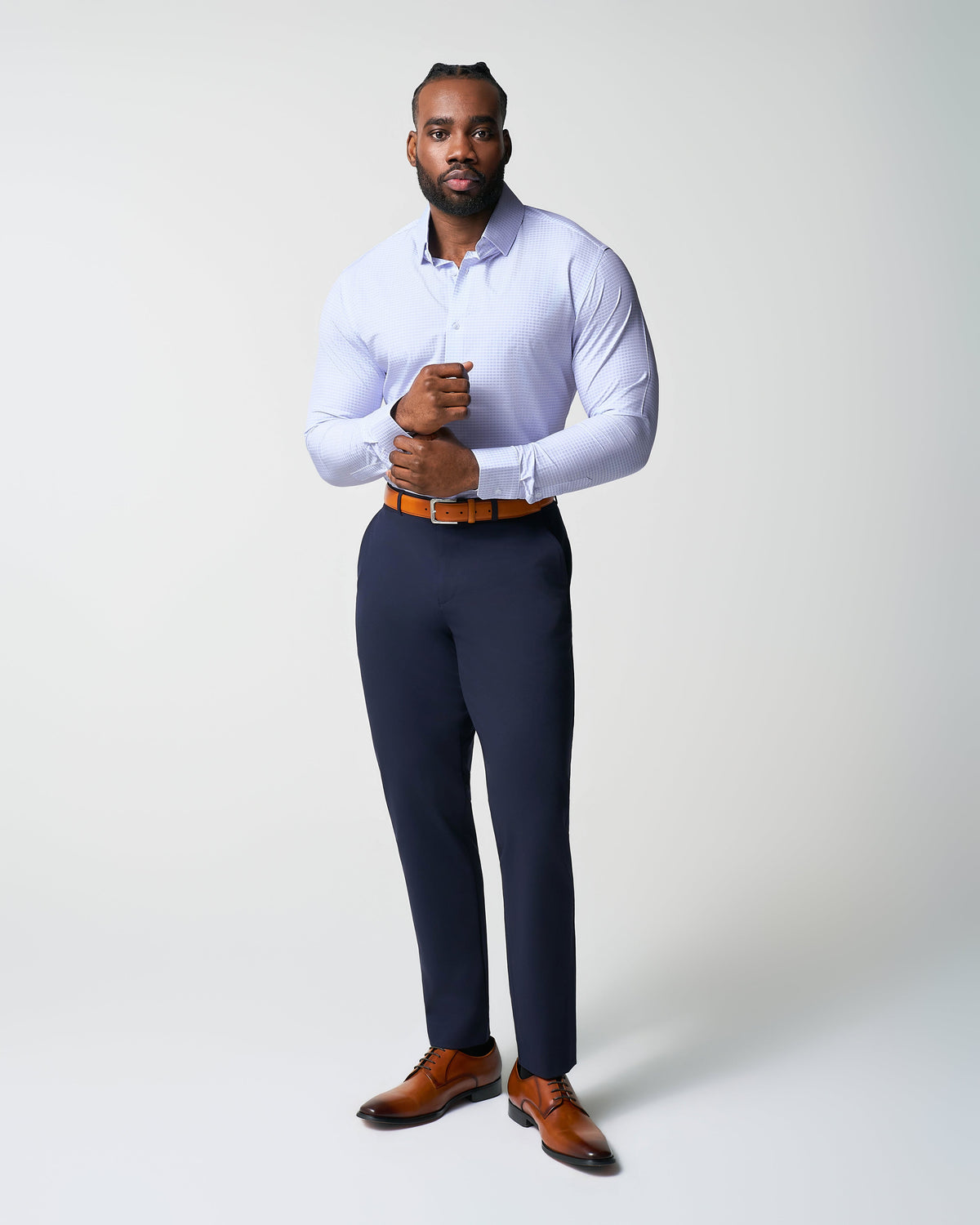 "The Xavier" Lavender with White Windowpane | State & Liberty Dress Shirts